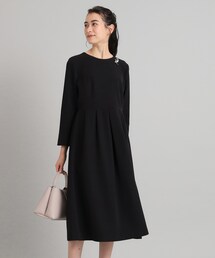 OPAQUE.CLIP | ≪セレモニー/セットアップ対応≫ タックフレアワンピース/ダブルクロス【洗濯機洗い可】(ワンピース)