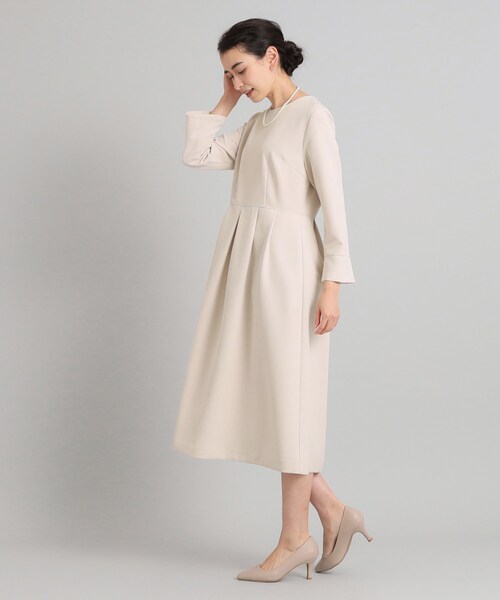 OPAQUE.CLIP（オペークドットクリップ）の「◆≪通勤・セレモニー/セットアップ対応≫ タックフレアワンピース/ダブルクロス【洗濯機洗い可】（ワンピース・レディース・ネイビー/ブラック/ライトベージュ・36/38/40/42）」の9枚目の写真