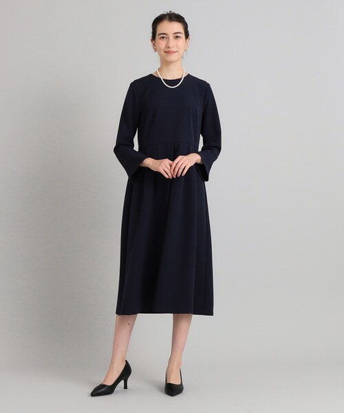 OPAQUE.CLIP（オペークドットクリップ）の「◆≪通勤・セレモニー/セットアップ対応≫ タックフレアワンピース/ダブルクロス【洗濯機洗い可】（ワンピース・レディース・ネイビー/ブラック/ライトベージュ・36/38/40/42）」の11枚目の写真