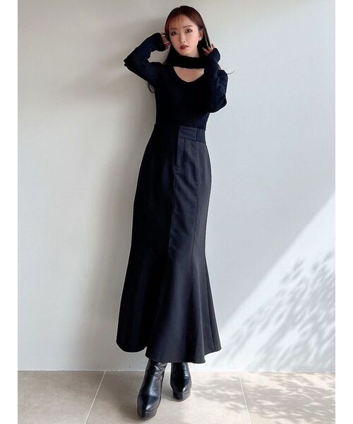 RESEXXY（リゼクシー）の「デコルテオープンニットトップス（ニット/セーター・レディース・ホワイト/ブラック/ピンク・FREE）」の4枚目の写真