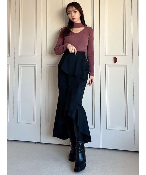 RESEXXY（リゼクシー）の「デコルテオープンニットトップス（ニット/セーター・レディース・ホワイト/ブラック/ピンク・FREE）」の10枚目の写真