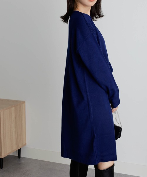 RANAN（ラナン）の「[ウォッシャブル]カシミヤタッチVネックニットワンピース（ワンピース・レディース・ブルー/ブラック/ピンク/グレイッシュベージュ/アイボリー/ネイビー/グレイッシュブルー/グリーン・LL/L/M）」の12枚目の写真