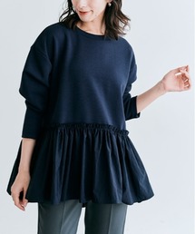 kirakiraShop | 異素材 ペプラム ダンボール プルオーバー(スウェット)