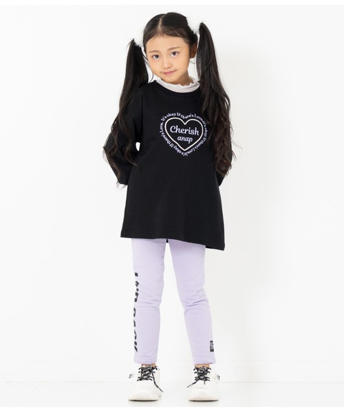 ANAP kids(アナップキッズ)の「サイドプリント裏起毛レギンス(レギンス/スパッツ・キッズ・ブラック/グレー/ラベンダー・130cm/120cm/100cm/110cm)」の7枚目の写真