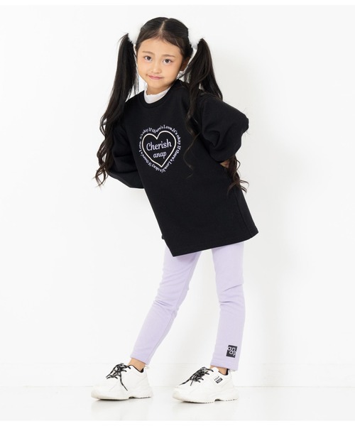 ANAP kids(アナップキッズ)の「サイドプリント裏起毛レギンス(レギンス/スパッツ・キッズ・ブラック/グレー/ラベンダー・130cm/120cm/100cm/110cm)」の9枚目の写真