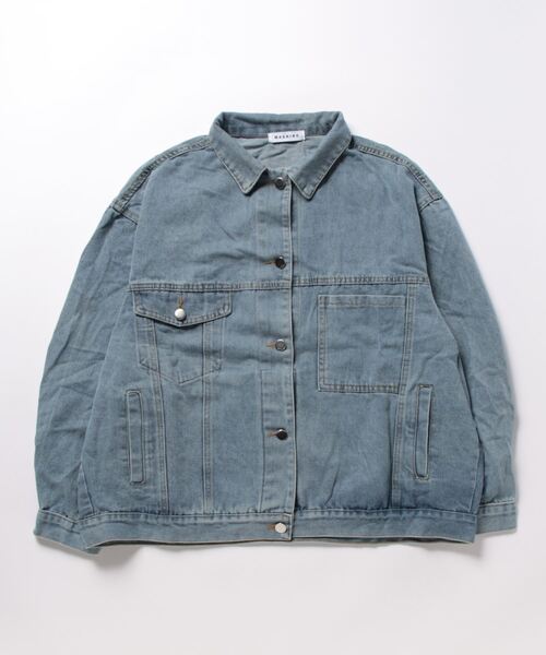 B.I.D.(ビーアイディー)の「【Bz】ビッグシルエットデニムジャケット(デニムジャケット・レディース・ブルー/ブラック・FREE)」の3枚目の写真