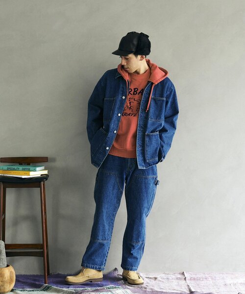JOURNAL STANDARD relume(ジャーナルスタンダード レリューム)の「Relume Jeans ウォバッシュストライプ ワイドカバーオール(デニムジャケット・メンズ・ブラック/ブルー系その他・MEDIUM/LARGE)」の16枚目の写真