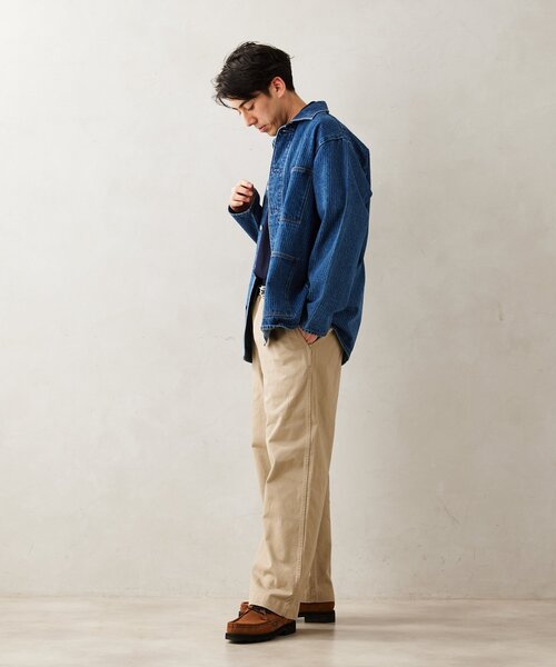 JOURNAL STANDARD relume(ジャーナルスタンダード レリューム)の「Relume Jeans ウォバッシュストライプ ワイドカバーオール(デニムジャケット・メンズ・ブラック/ブルー系その他・MEDIUM/LARGE)」の6枚目の写真