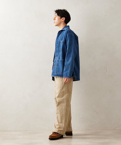 JOURNAL STANDARD relume(ジャーナルスタンダード レリューム)の「Relume Jeans ウォバッシュストライプ ワイドカバーオール(デニムジャケット・メンズ・ブラック/ブルー系その他・MEDIUM/LARGE)」の7枚目の写真