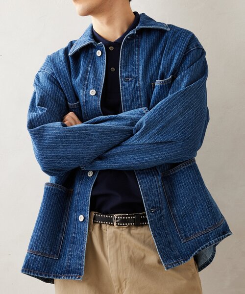 JOURNAL STANDARD relume(ジャーナルスタンダード レリューム)の「Relume Jeans ウォバッシュストライプ ワイドカバーオール(デニムジャケット・メンズ・ブラック/ブルー系その他・MEDIUM/LARGE)」の14枚目の写真