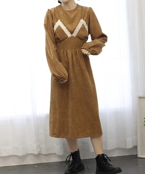 Miniministore(ミニミニストア)の「コーデュロイワンピース レイヤード風秋冬(ワンピース・レディース・ライトブラウン/ブラック・フリー)」の10枚目の写真