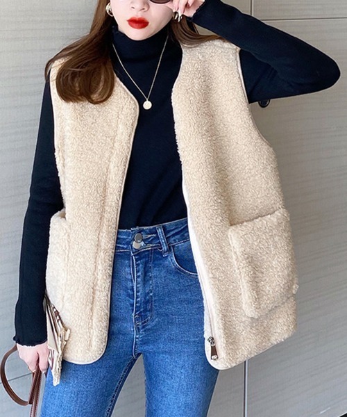Miniministore（ミニミニストア）の「裏起毛ハイネックニットトップスレディース（ニット/セーター・レディース・アイボリー/ダークベージュ/ブラック/ベージュ・フリー）」の8枚目の写真