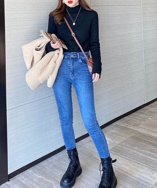 Miniministore（ミニミニストア）の「裏起毛ハイネックニットトップスレディース（ニット/セーター・レディース・アイボリー/ダークベージュ/ブラック/ベージュ・フリー）」の9枚目の写真