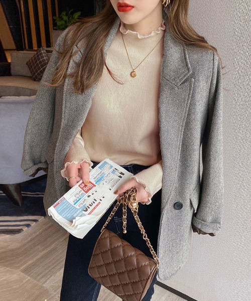 Miniministore（ミニミニストア）の「裏起毛ハイネックニットトップスレディース（ニット/セーター・レディース・アイボリー/ダークベージュ/ブラック/ベージュ・フリー）」の14枚目の写真