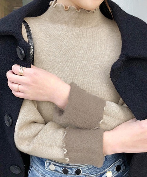 Miniministore（ミニミニストア）の「裏起毛ハイネックニットトップスレディース（ニット/セーター・レディース・アイボリー/ダークベージュ/ブラック/ベージュ・フリー）」の16枚目の写真