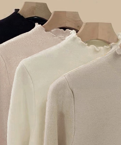 Miniministore（ミニミニストア）の「裏起毛ハイネックニットトップスレディース（ニット/セーター・レディース・アイボリー/ダークベージュ/ブラック/ベージュ・フリー）」の18枚目の写真