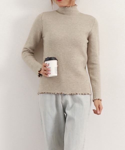 Miniministore（ミニミニストア）の「裏起毛ハイネックニットトップスレディース（ニット/セーター・レディース・アイボリー/ダークベージュ/ブラック/ベージュ・フリー）」の19枚目の写真