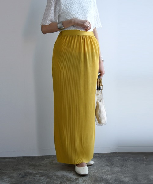 and it_（アンドイット）の「セルフカットプリーツスカート（スカート・レディース・ダークオレンジ/ピンクベージュ/ブラック/チョコ/グリーン/ブラウン/ライトオリーブ/イエロー/パープル/ライトブルー・FREE）」の8枚目の写真