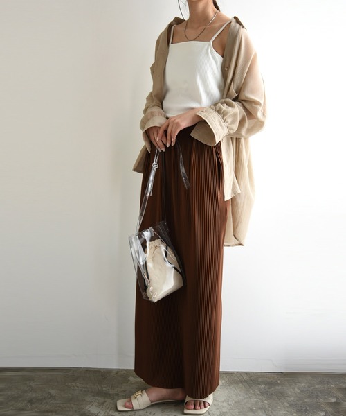 and it_（アンドイット）の「セルフカットプリーツスカート（スカート・レディース・ダークオレンジ/ピンクベージュ/ブラック/チョコ/グリーン/ブラウン/ライトオリーブ/イエロー/パープル/ライトブルー・FREE）」の18枚目の写真