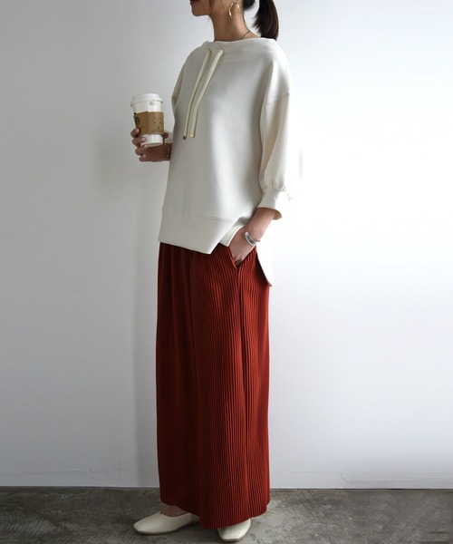 and it_（アンドイット）の「セルフカットプリーツスカート（スカート・レディース・ダークオレンジ/ピンクベージュ/ブラック/チョコ/グリーン/ブラウン/ライトオリーブ/イエロー/パープル/ライトブルー・FREE）」の12枚目の写真