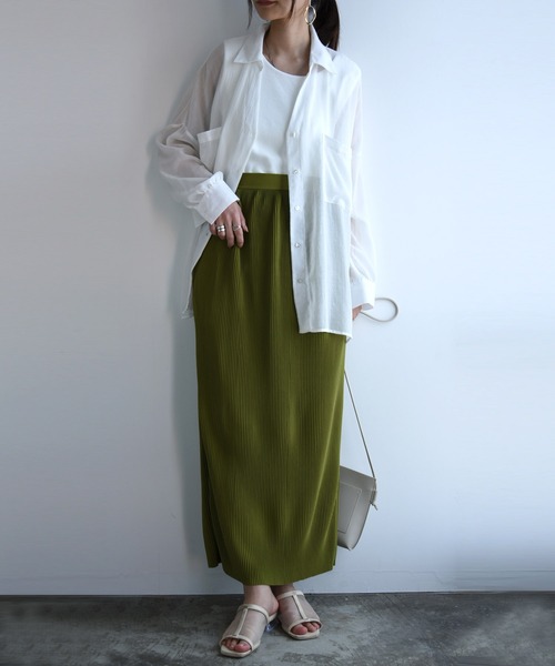 and it_（アンドイット）の「セルフカットプリーツスカート（スカート・レディース・ダークオレンジ/ピンクベージュ/ブラック/チョコ/グリーン/ブラウン/ライトオリーブ/イエロー/パープル/ライトブルー・FREE）」の22枚目の写真