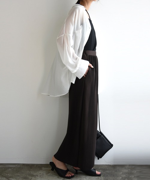 and it_（アンドイット）の「セルフカットプリーツスカート（スカート・レディース・ダークオレンジ/ピンクベージュ/ブラック/チョコ/グリーン/ブラウン/ライトオリーブ/イエロー/パープル/ライトブルー・FREE）」の14枚目の写真