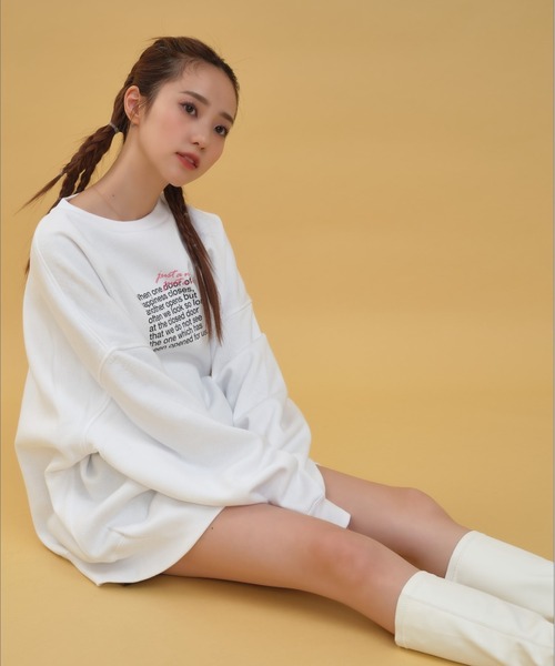 JUST A NOON（ジャストアヌーン）の「MESSAGE PRINT SWEAT（スウェット・レディース・ブラック/ホワイト・FREE）」の4枚目の写真