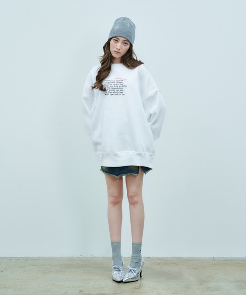JUST A NOON（ジャストアヌーン）の「MESSAGE PRINT SWEAT（スウェット・レディース・ブラック/ホワイト・FREE）」の15枚目の写真