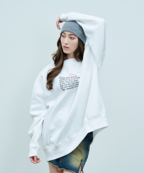 JUST A NOON（ジャストアヌーン）の「MESSAGE PRINT SWEAT（スウェット・レディース・ブラック/ホワイト・FREE）」の8枚目の写真