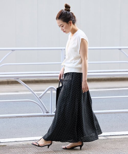 リネン スカート ブラック ポリリネンクロススカート | deux C(ドゥ・セー)公式オンライン