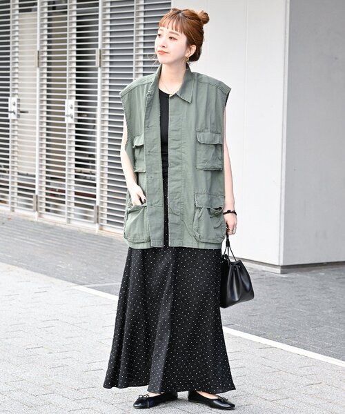 B.C STOCK（ベーセーストック）の「手洗い可 / フレンチリネンギャザースカート（スカート・レディース・ブラック/カーキ/ブルー/ホワイト/ブラックミックス・FREE）」の21枚目の写真