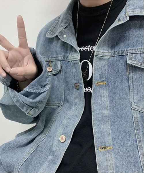 ARCADE(アーケード)の「春服 オーバーサイズ デニムジャケット Gジャン -ARCADE Limited Line-(デニムジャケット・メンズ・ブラック/ブルー・FREE)」の12枚目の写真
