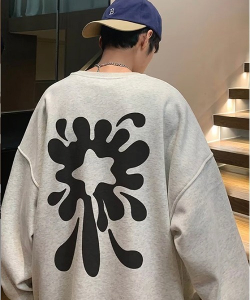 NO NEED（ノーニード）の「フラワーモチーフ グラフィックオーバースウェット（スウェット・メンズ・ブラック/ホワイト/ネイビー/ブラウン系その他・ﾌﾘ-）」の5枚目の写真