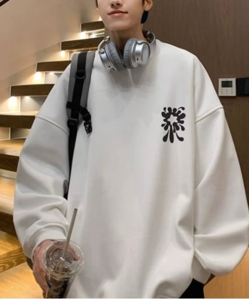 NO NEED（ノーニード）の「フラワーモチーフ グラフィックオーバースウェット（スウェット・メンズ・ブラック/ホワイト/ネイビー/ブラウン系その他・ﾌﾘ-）」の6枚目の写真