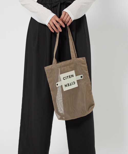 メッシュトートバッグ ベージュ×ネイビー セール】urbanfemine./メッシュトートバッグ U7274（トート
