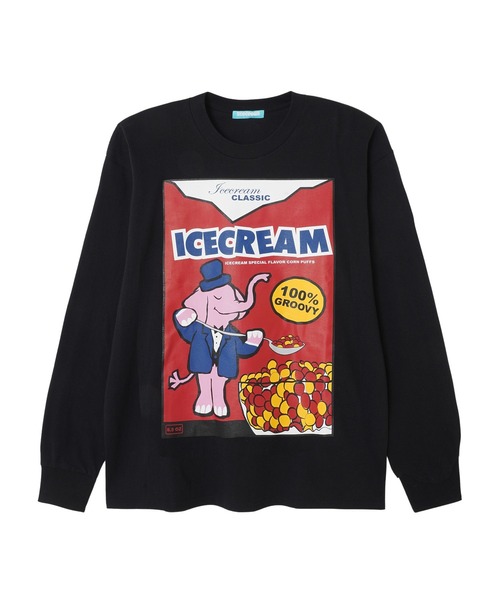 【セール】ICECREAM COTTON L/S T-SHIRT ICECREAM PACKAGE 1 ICJP233T006（Tシャツ/カットソー）｜ICECREAM（アイスクリーム）