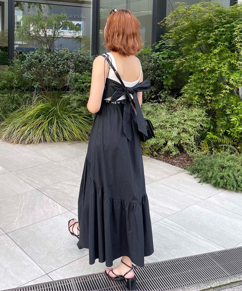 SPIRALGIRL(スパイラルガール)の「バックリボンティアードワンピース(ワンピース・レディース・ブラック/ピンク/ブルー・FREE)」の4枚目の写真