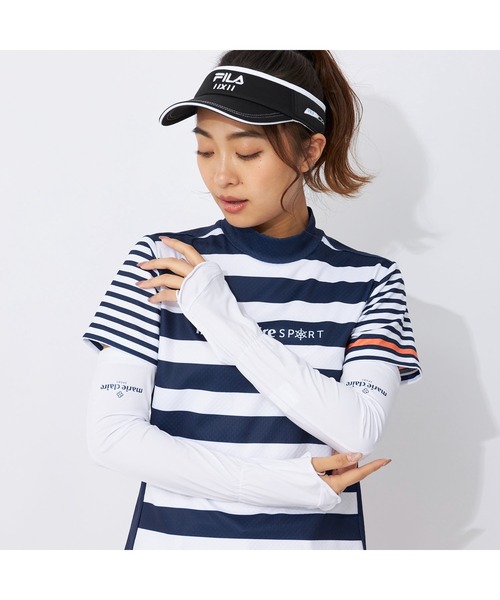 美品✨マリクレール ゴルフ ナイロンジャケット 千鳥柄 ロゴチャーム 刺繍 XL marie claire（マリ・クレール）の「marie claire GOLF/マリ
