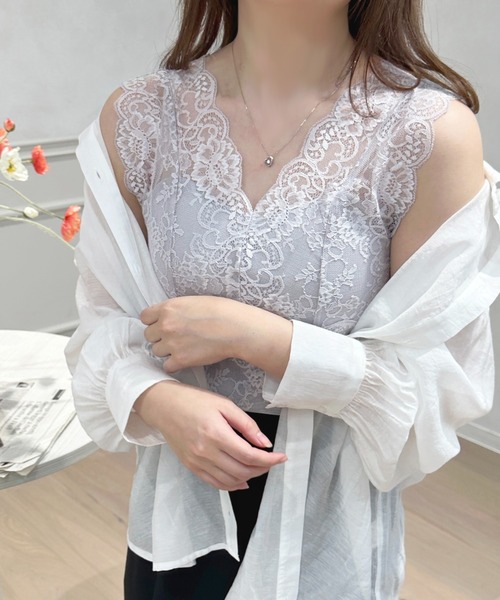 apres jour(アプレジュール)の「レースカップ付きインナー【ZOZOTOWN限定アイテム】(キャミソール・レディース・ピンク/サックスブルー/ブラック/オフホワイト・X-LARGE/フリー)」の3枚目の写真