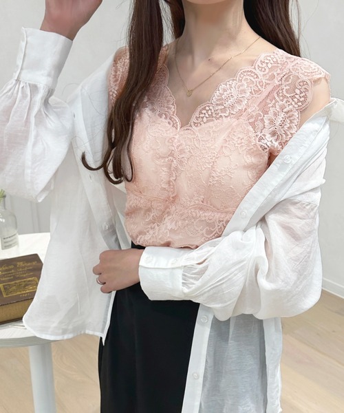 apres jour(アプレジュール)の「レースカップ付きインナー【ZOZOTOWN限定アイテム】(キャミソール・レディース・ピンク/サックスブルー/ブラック/オフホワイト・X-LARGE/フリー)」の4枚目の写真