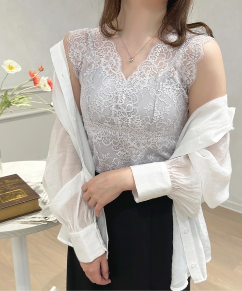 apres jour(アプレジュール)の「レースカップ付きインナー【ZOZOTOWN限定アイテム】(キャミソール・レディース・ピンク/サックスブルー/ブラック/オフホワイト・X-LARGE/フリー)」の13枚目の写真