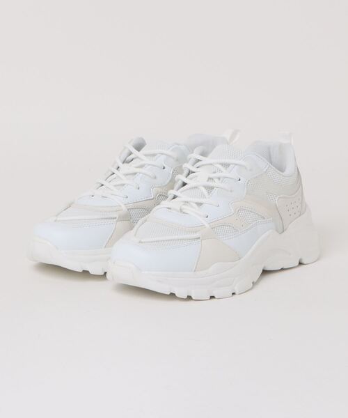 Parade（パレード）の「【厚底】軽量ダッドスニーカー　AMT1052（スニーカー・レディース・ホワイト/ホワイト×ピンク・S/M/L/LL）」の2枚目の写真