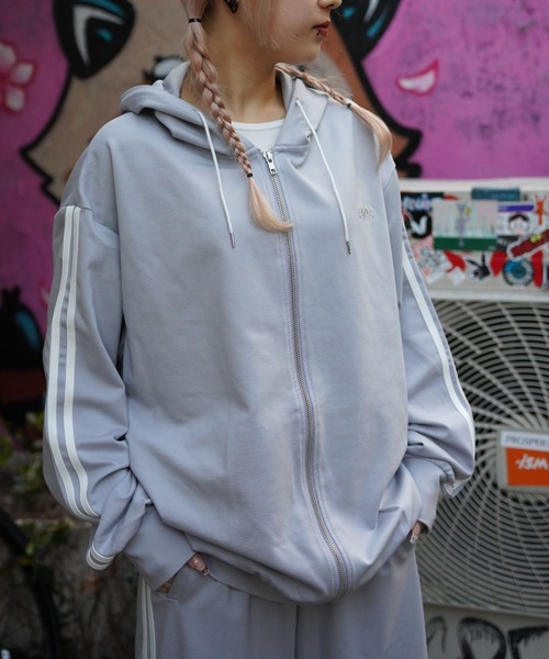 NORA(ノラ)の「NORA/ノラ/フルジップフードジャージ(ジャージ・レディース・ホワイト/グレー系その他3/チャコールグレー・M/L/XL)」の3枚目の写真
