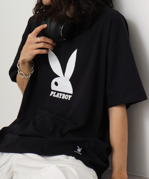 PLAYBOY（プレイボーイ）の「PLAYBOYビッグTシャツ（Tシャツ/カットソー・メンズ・グレー系/グレー/ブラック/ブラック系・M/XL/L）」の3枚目の写真
