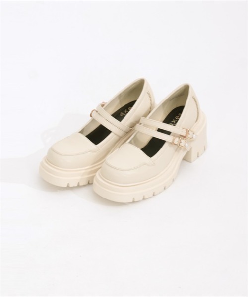 axes femme(アクシーズファム)の「2連ストラップ厚底シューズ(パンプス・レディース・キナリ/ブラック・MEDIUM/LARGE)」の1枚目の写真