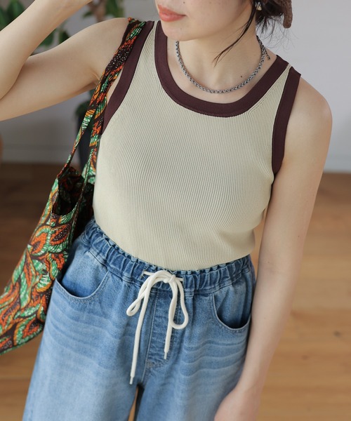 LEPSIM（レプシィム）の「14ゲージリブタンク　987570（タンクトップ・レディース・アイボリー/ブラック/ライトパープル/ベージュ・FREE）」の22枚目の写真