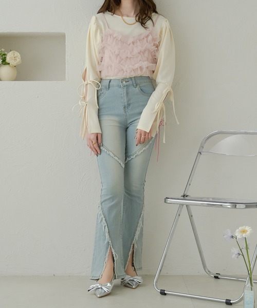 Ambre Neige(アンブルネージュ)の「袖リボンパフトップス/WEB/EC限定商品(Tシャツ/カットソー・レディース・アイボリー/ブラック・FREE)」の18枚目の写真