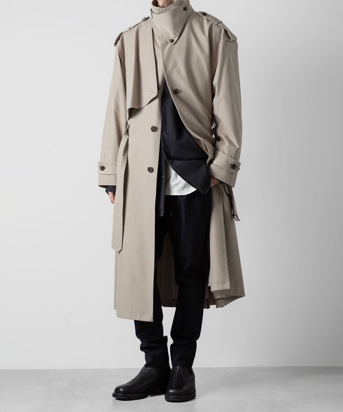 ato(アトウ)の「stand collar single trench coat(トレンチコート・メンズ・ブラック/ベージュ・44/46/48)」の19枚目の写真