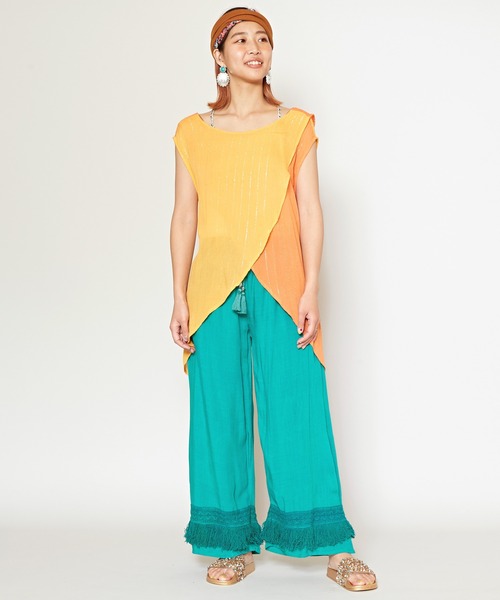 チャイハネ（チャイハネ）の「【チャイハネ】ラタタンタンクトップ（タンクトップ・レディース・ブルー/ピンク/ホワイト/オレンジ・FREE）」の8枚目の写真