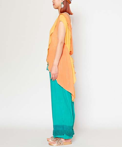 チャイハネ（チャイハネ）の「【チャイハネ】ラタタンタンクトップ（タンクトップ・レディース・ブルー/ピンク/ホワイト/オレンジ・FREE）」の9枚目の写真